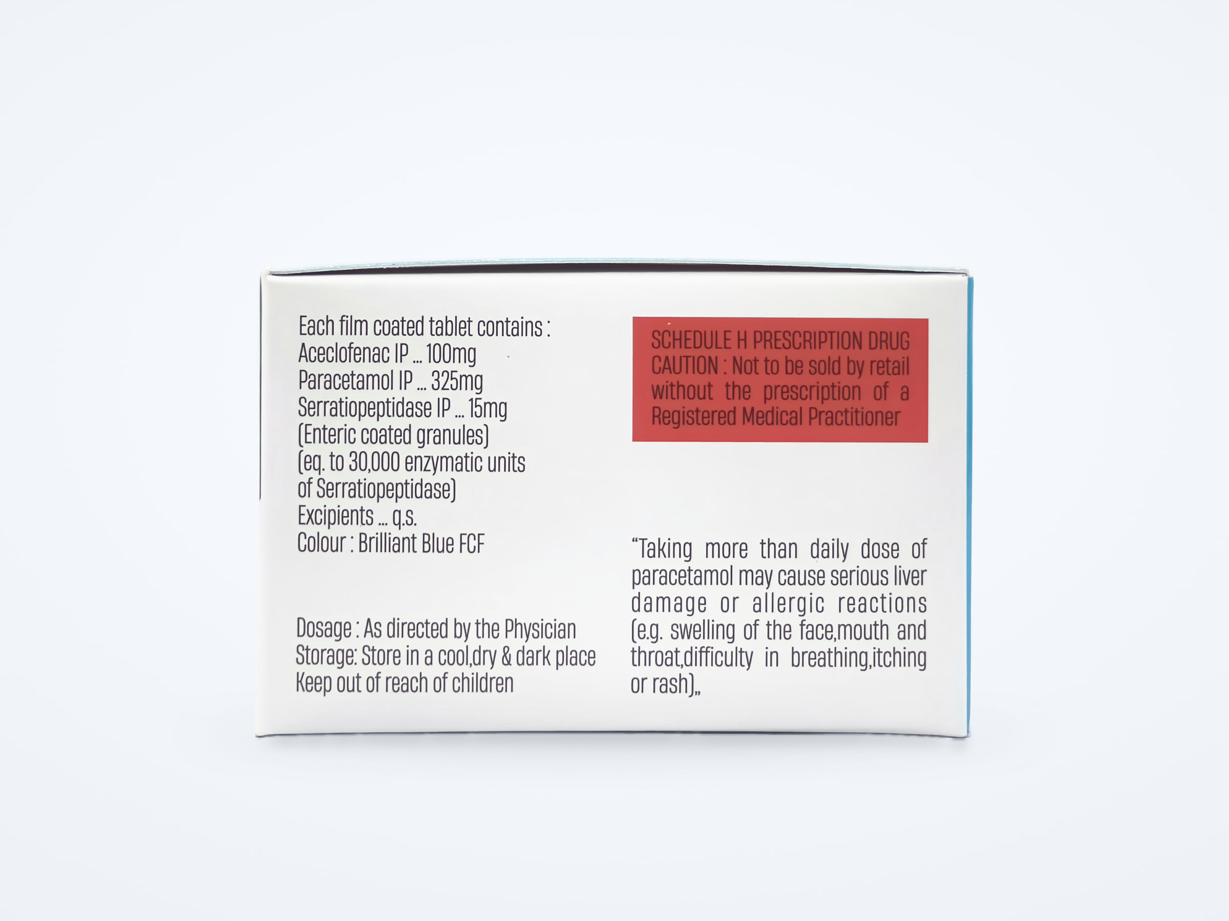 Acerevon-SP tablets carton, composition panel