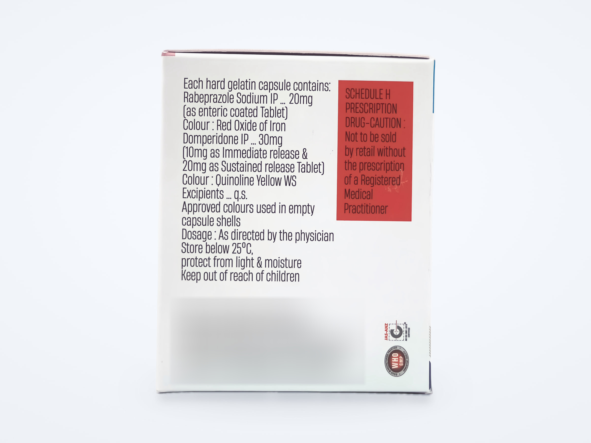 Gasorev-D capsules carton, composition panel