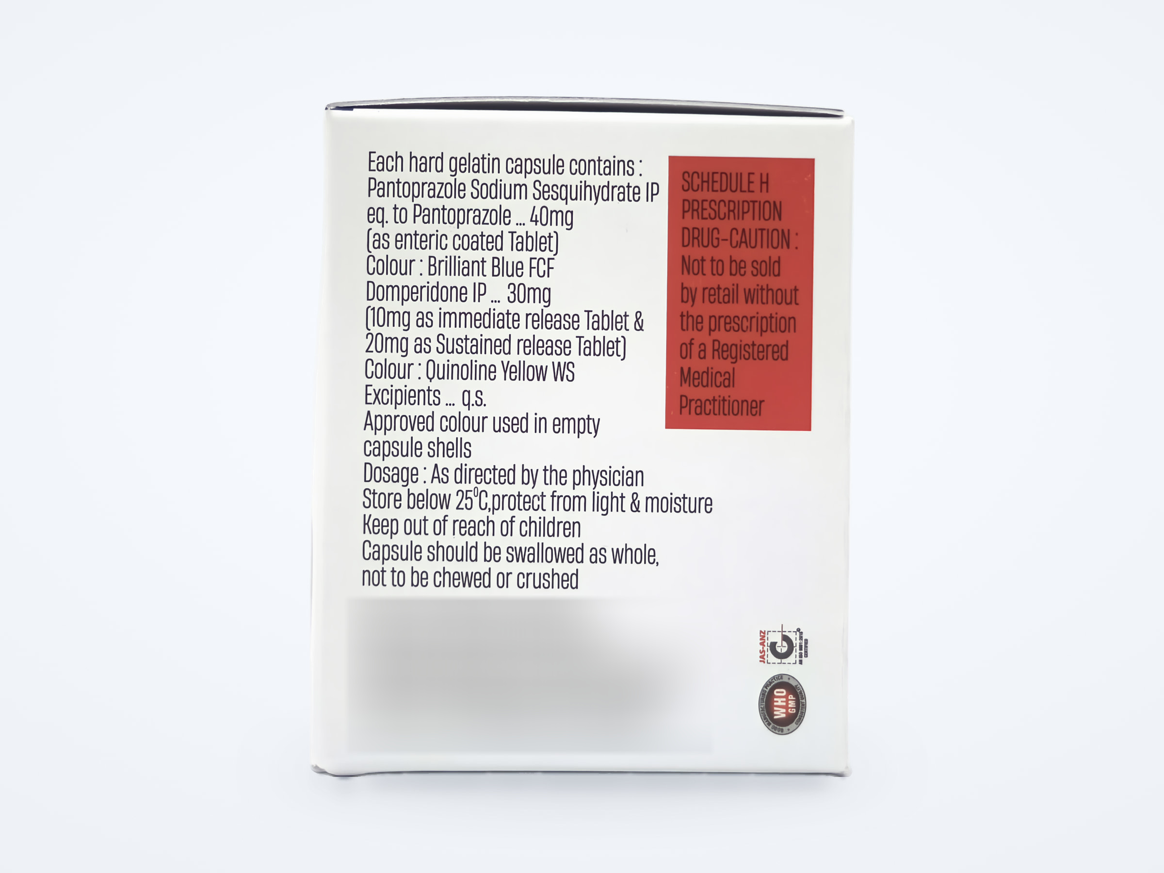 Pantorev-D capsules carton, composition panel