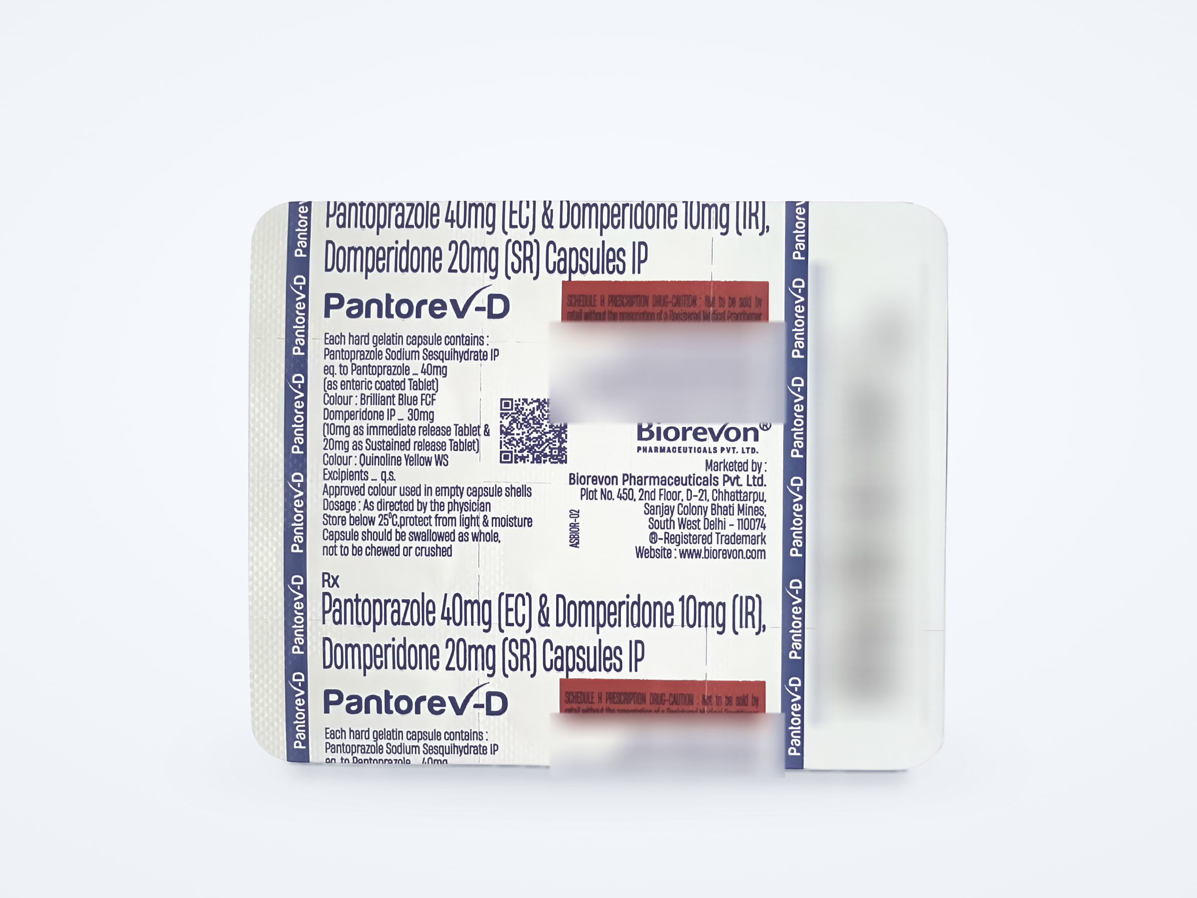 Pantorev-D capsules strip, printed back