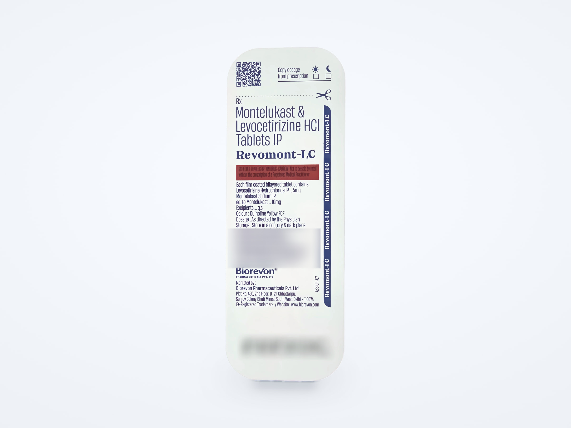 Revomont-LC tablets strip, printed back